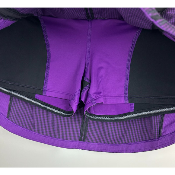 Lululemon Full Stride Skirt Skort Shorts Eighth Gingham Tender Violet Black Sz 6 - Picture 6 of 16